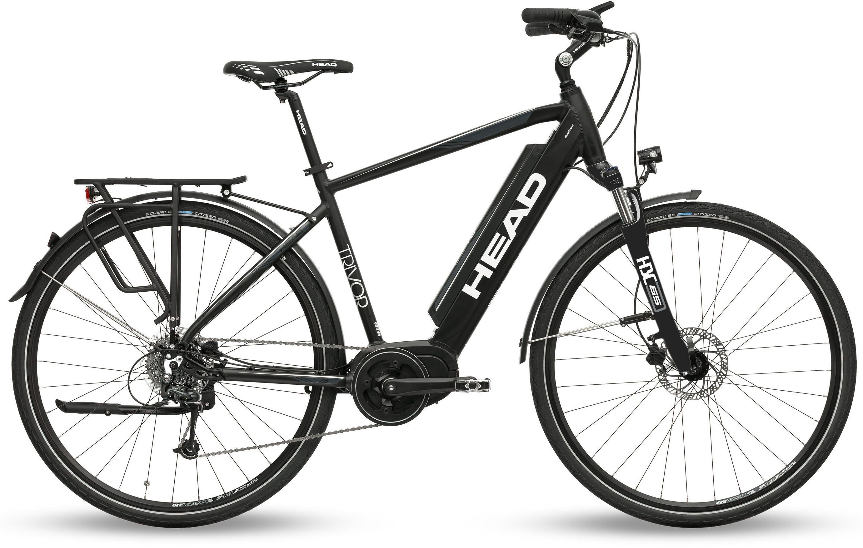 Head E-Bike Trivor, 9 Gang S-Ride RDM300 Schaltwerk, Kettenschaltung, Mittelmotor, 576 Wh Akku, Pedelec, Elektrofahrrad für Herren, Trekkingrad