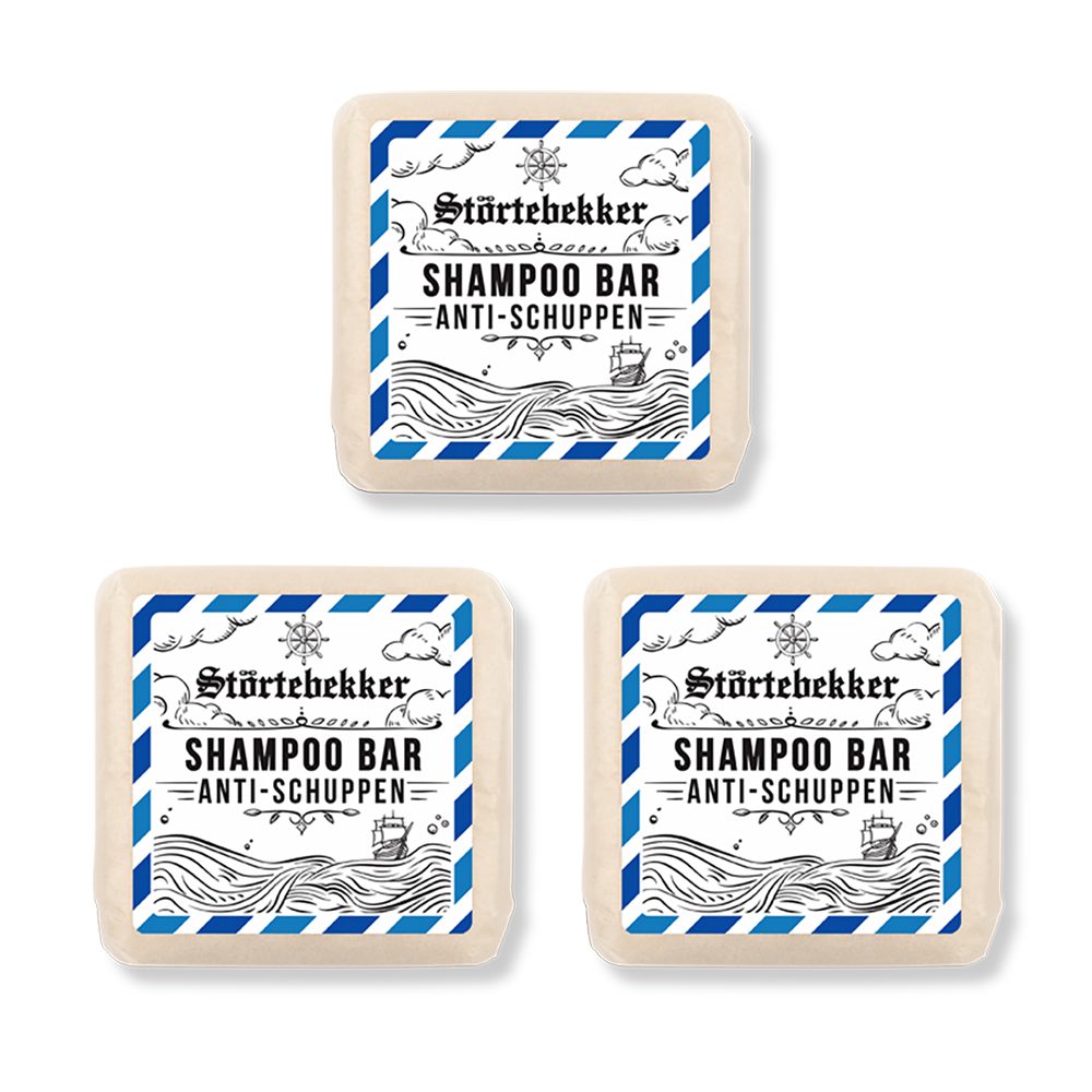 Störtebekker Festes Haarshampoo - Anti-Schuppen - 100g/Stück, 3-tlg., Anti-Schuppen Effekt