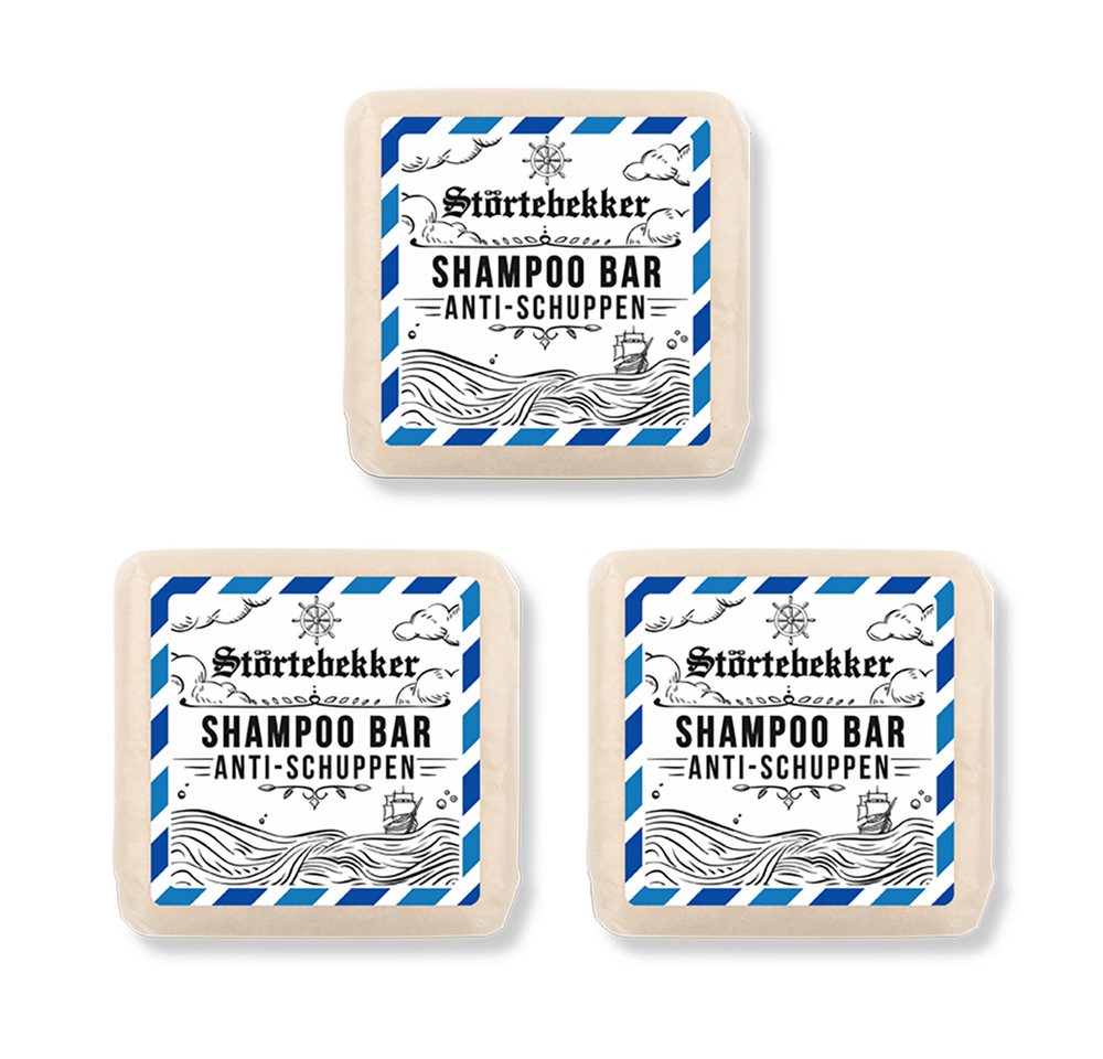 Störtebekker Festes Haarshampoo - Anti-Schuppen - 100g/Stück, 3-tlg., Anti-Schuppen Effekt