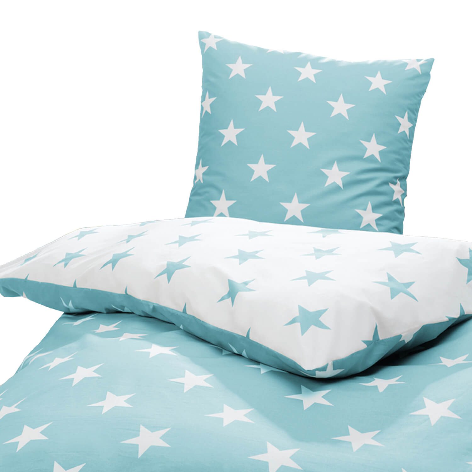 Trend Bettwäsche Sterne Türkis, Perkal, 2 teilig, Himmel, Stars günstig online kaufen