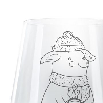 Mr. & Mrs. Panda Windlicht Schwein Glühwein - Transparent - Geschenk, Glühschwein, Weihnachtsmar (1 St), Persönliche Lasergravur