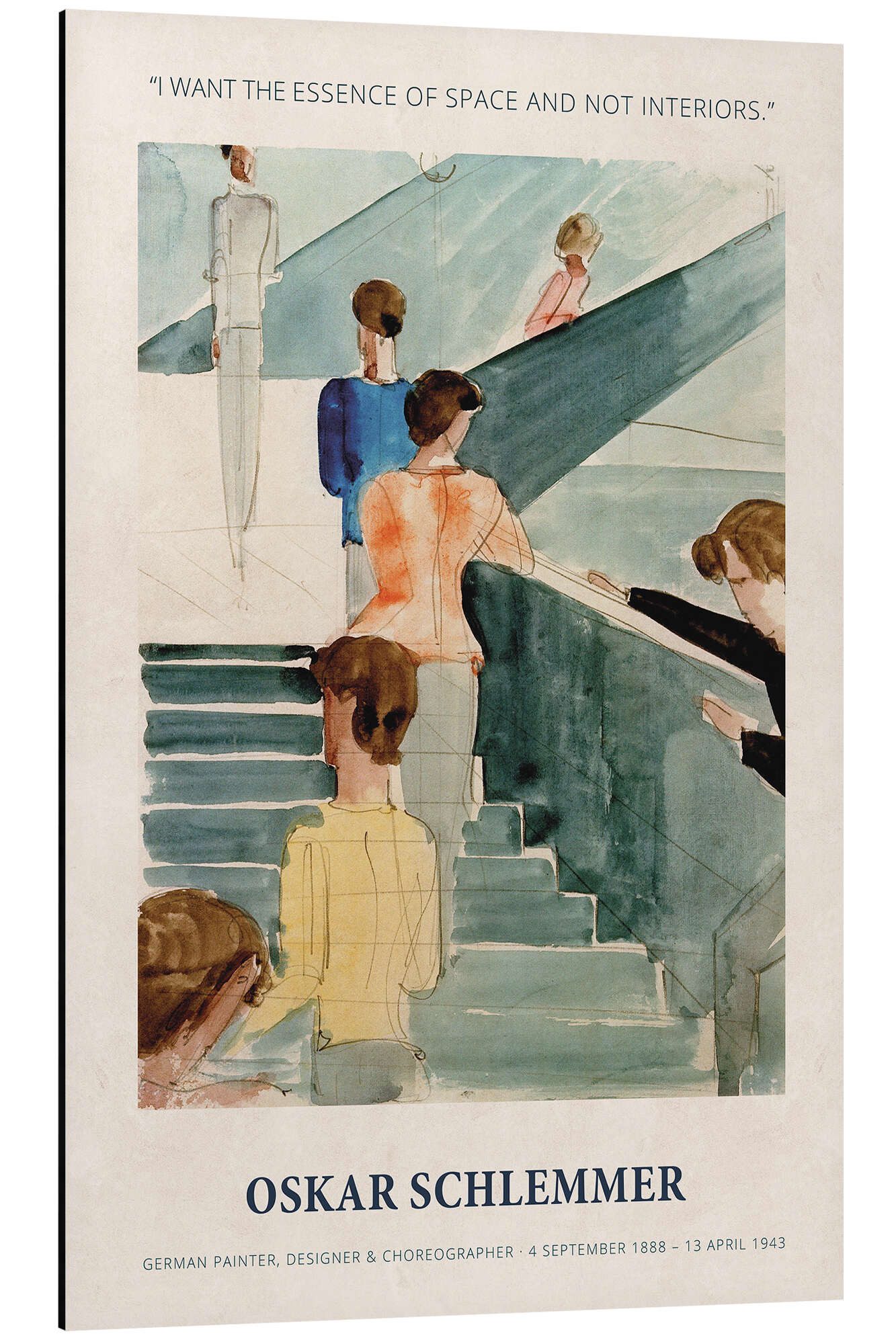 Posterlounge Alu-Dibond-Druck Oskar Schlemmer, Die Essenz des Raums, Wohnzimmer Vintage