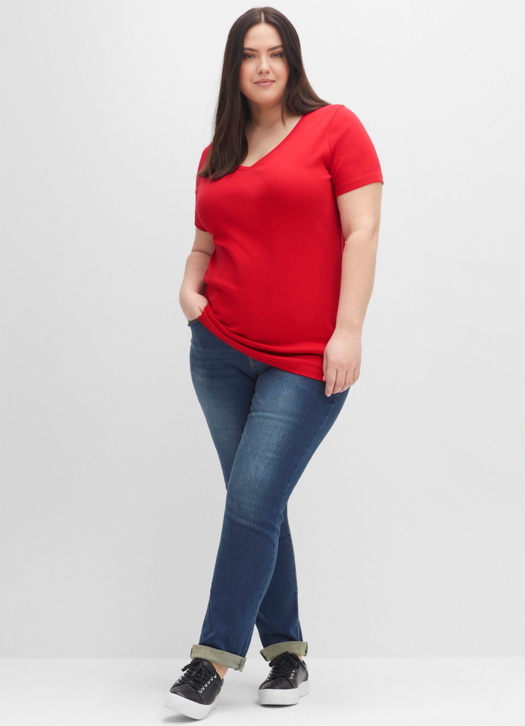 Sheego T-Shirt T-Shirt . (2-tlg) im Doppelpack, mit V-Ausschnitt günstig online kaufen