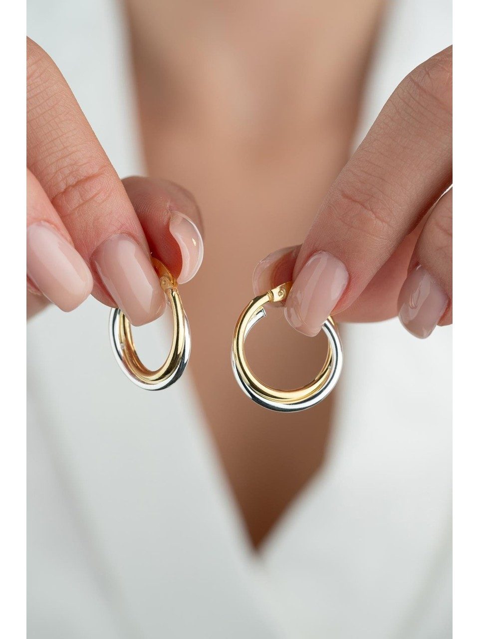 Nisan Ohrring-Set, Creolen 925er Sterling Silber – Zweifarbige Ohrringe in günstig online kaufen