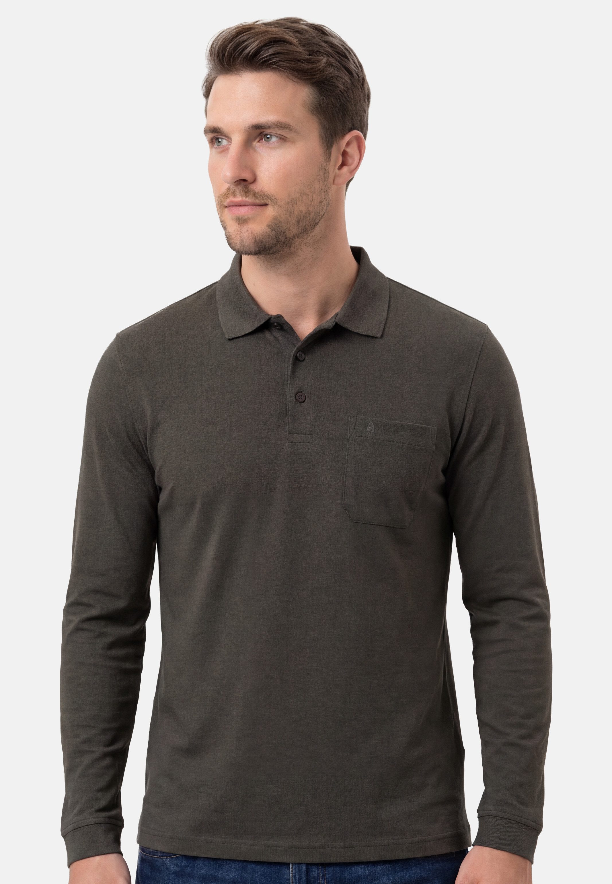 RAGMAN Langarm-Poloshirt Basic (1-tlg) Poloshirt - Baumwolle - Atmungsaktiv - Klassischer Look