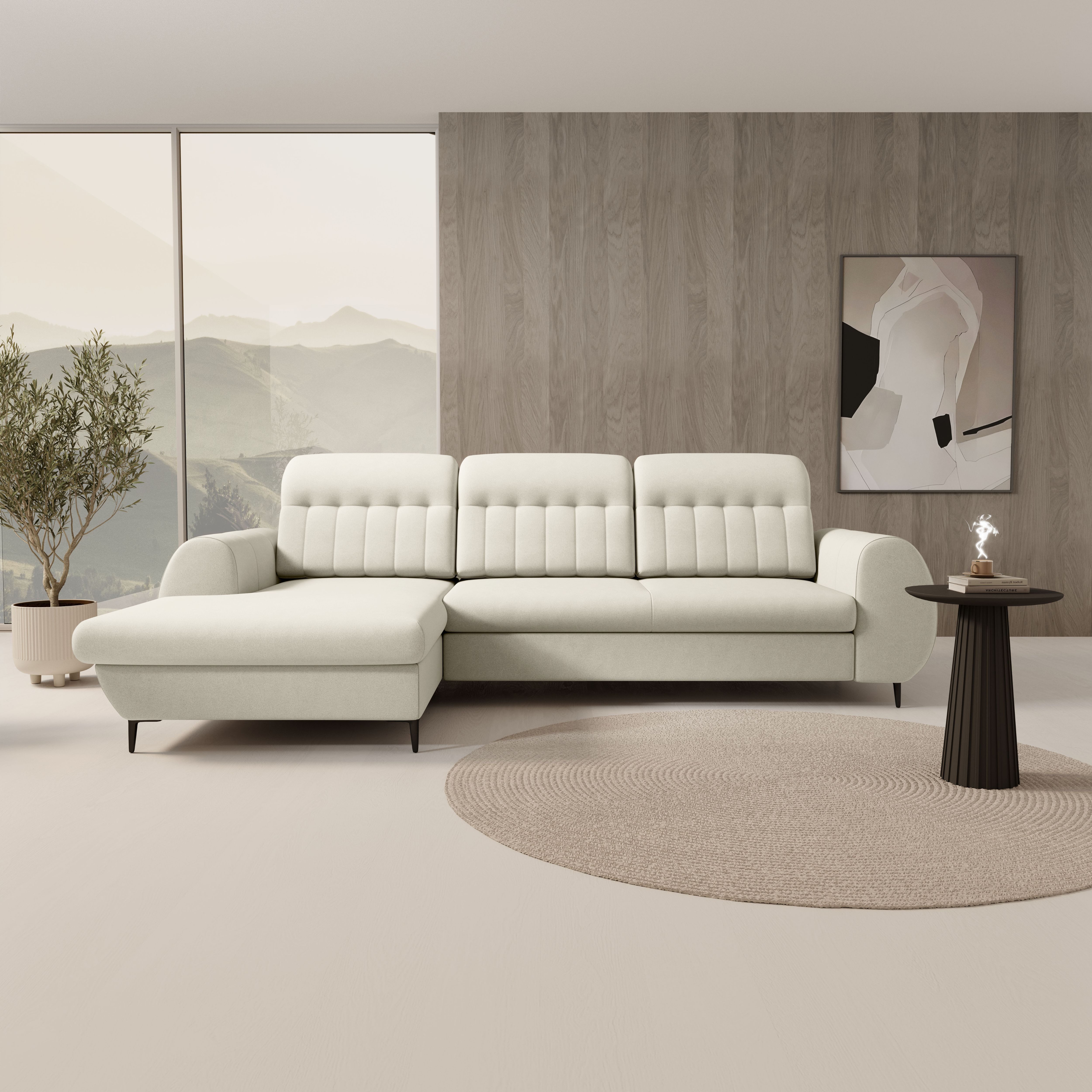 Ecksofa "BIANCINO" L-Form mit Schlaffunktion & Bettkasten, Premium Sofa Couch