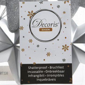 Decoris season decorations Christbaumschmuck, Christbaumschmuck Sterne 7cm Kunststoff 6 Stück - Silber