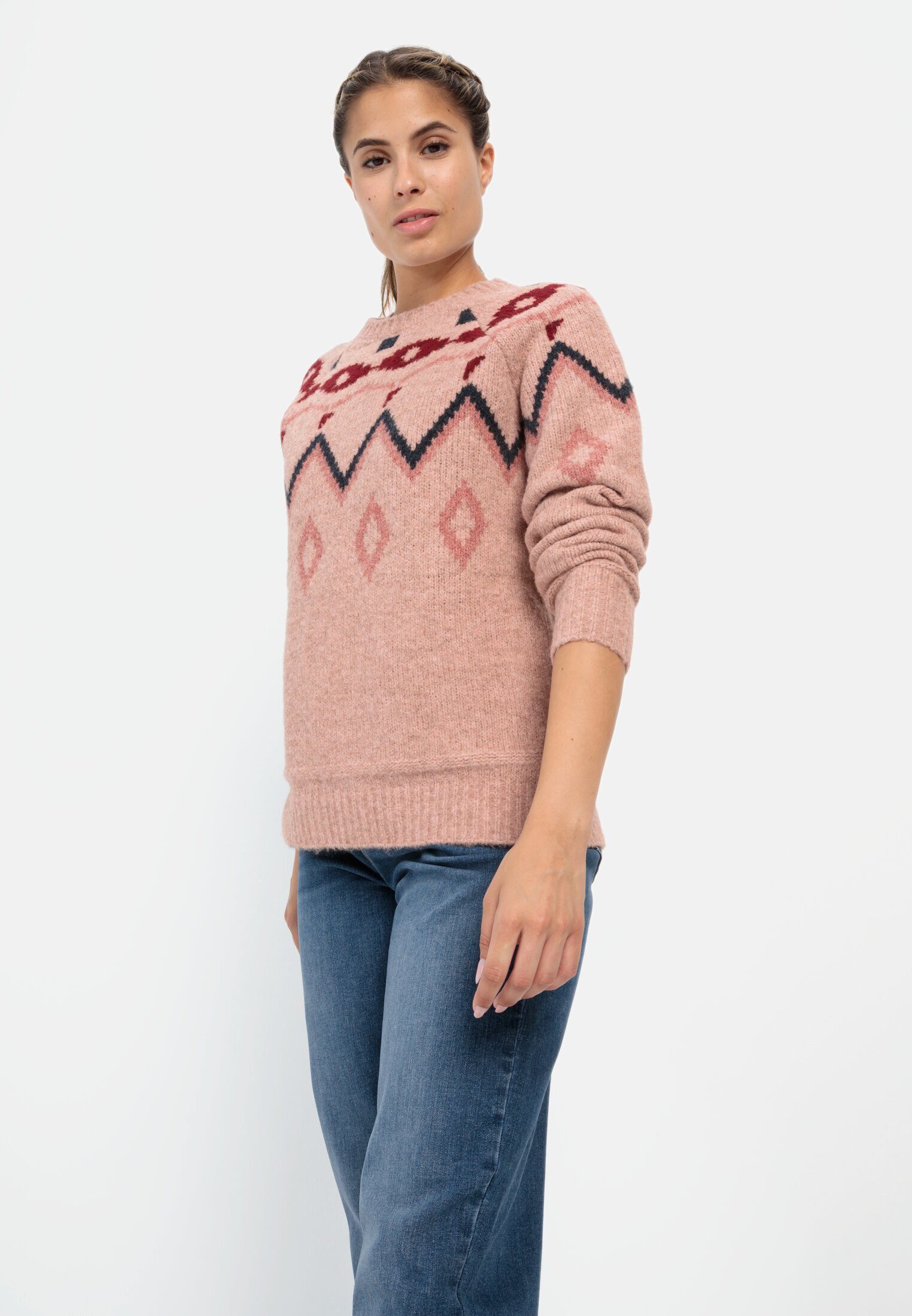 camel active Norwegerpullover mit Norwegermuster Langarm Rundhals