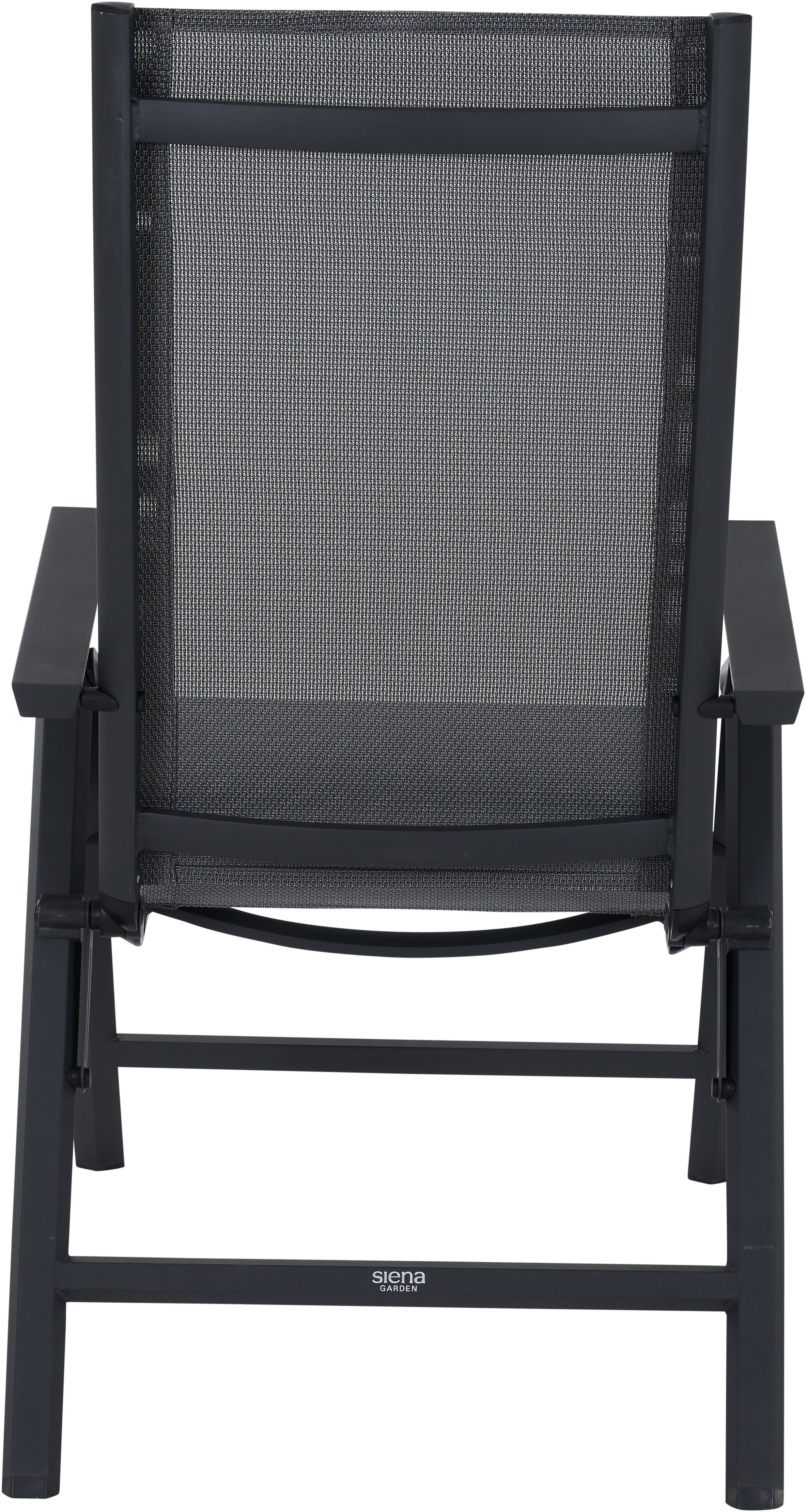 Siena Garden Gartensessel TAURO Klappsessel, matt anthrazit, Gestell aus Aluminium, Ranotex® Bezug royal-grey