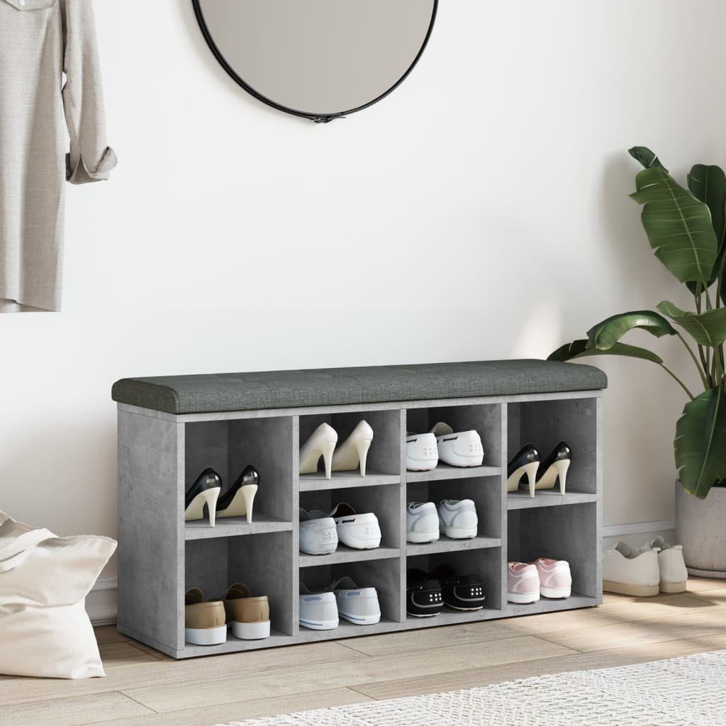 vidaXL Sitzbank Schuhbank Betongrau 102x32x50 cm Holzwerkstoff