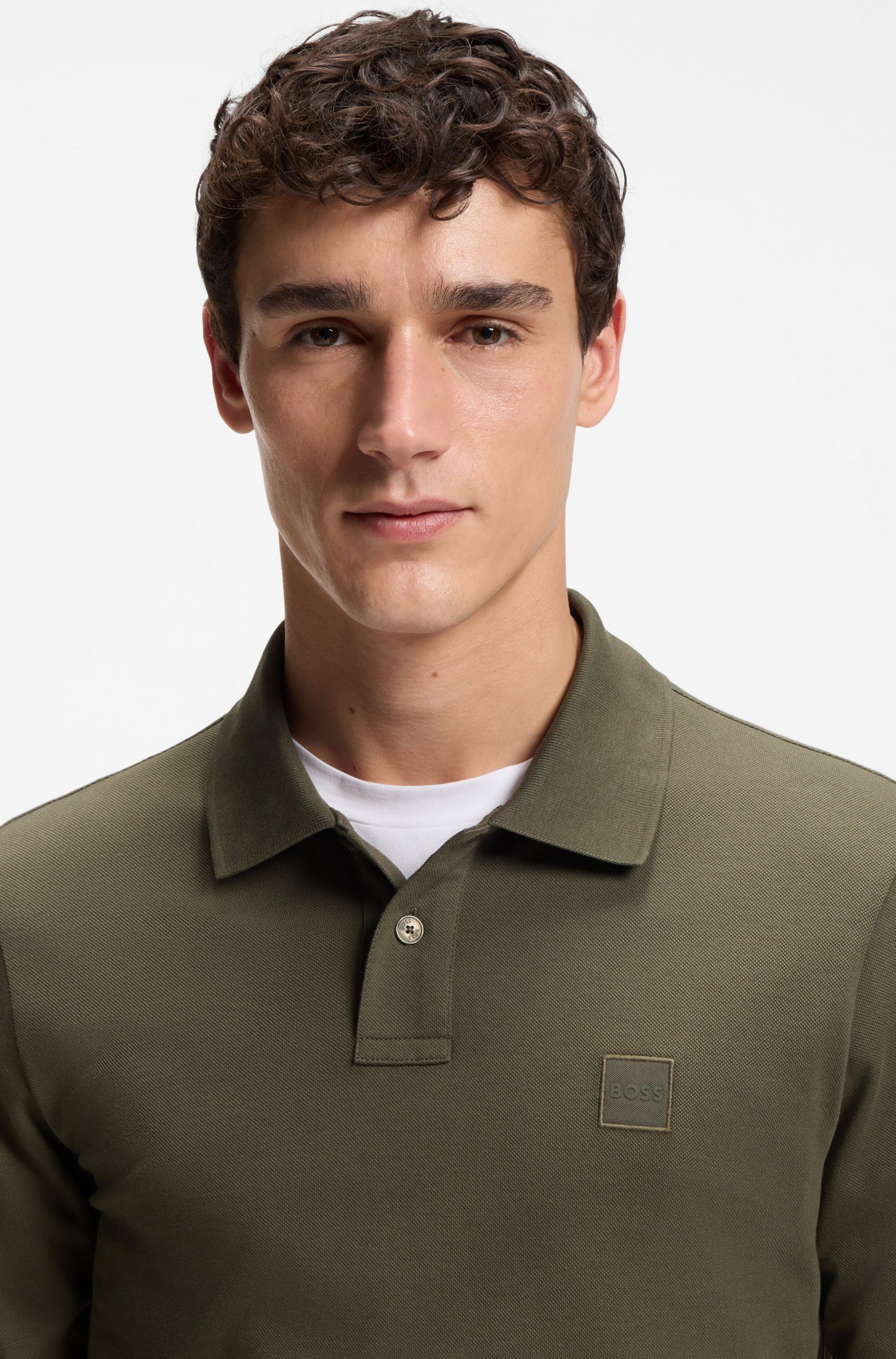 BOSS ORANGE Poloshirt Passerby Langarm Regular Fit Langarm Classic Stretch Pique Polo, pflegeleicht