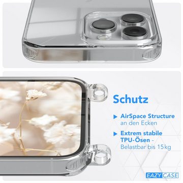 EAZY CASE Handykette Boho Umhängeband für Apple iPhone 14 Pro Max 6,7 Zoll, dünner Riemen Silikon Hülle zum Umhängen Umhängetasche schmal Etui Rot