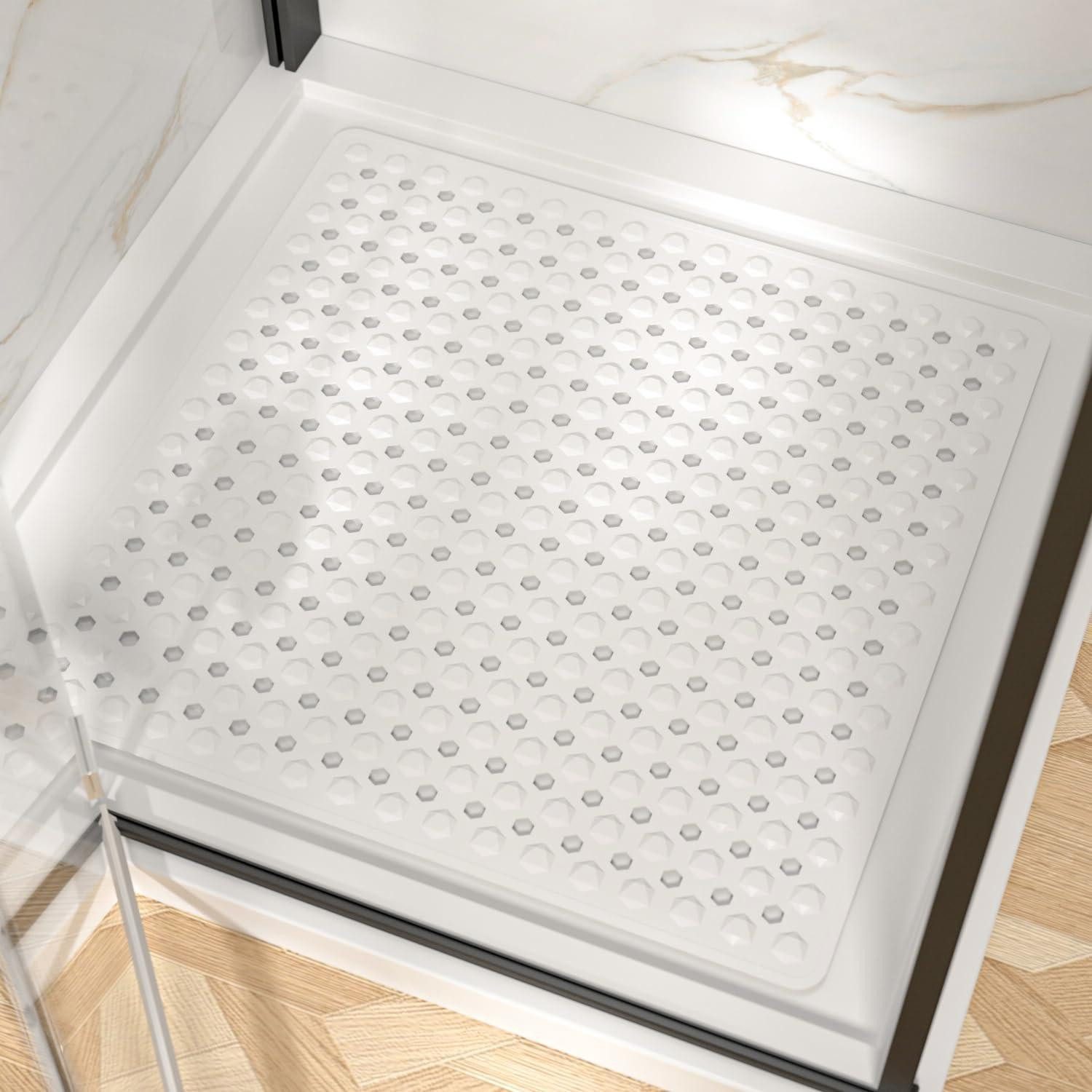 LuxusKollektion Duscheinlage Duschmatte rutschfest Saugnäpfe BPAfrei Weiß 60 x 60 cm (Quadratisch), B: 60 cm, L: 60 cm
