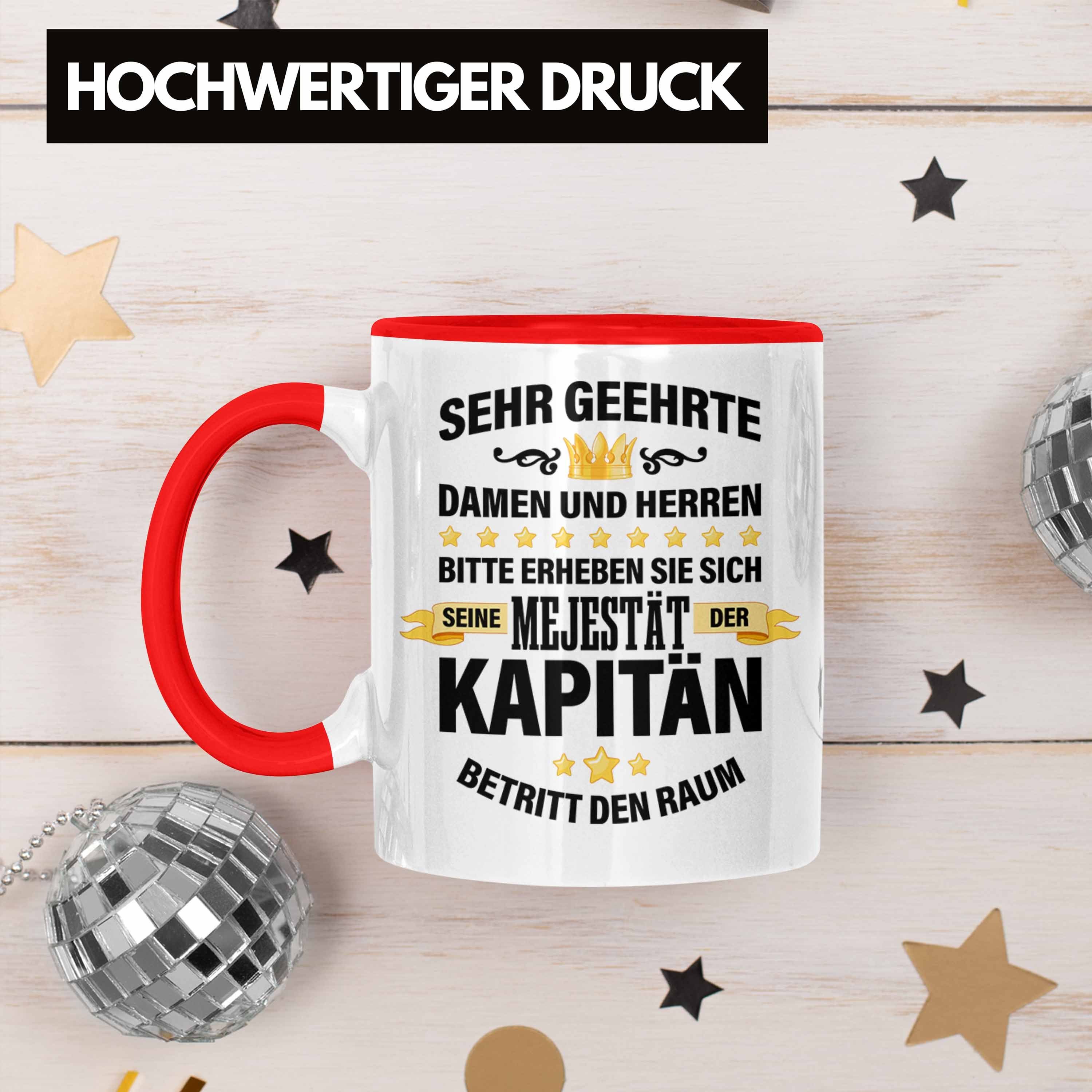 Kapitän Geschenkidee Geschenk Käpten Geburtstag Vater Spruch Rot Männer - Trendation Tasse Trendation Tasse