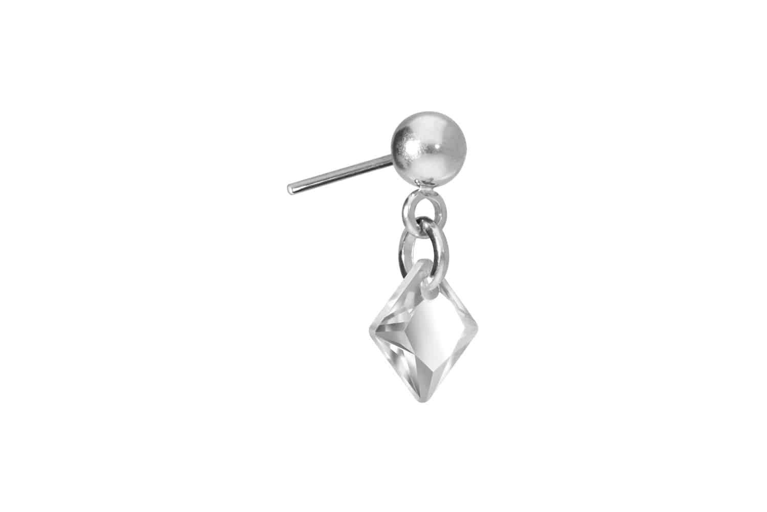Piercing-Set Titan Aufsatz mit Push Pin KRISTALLQUADRAT