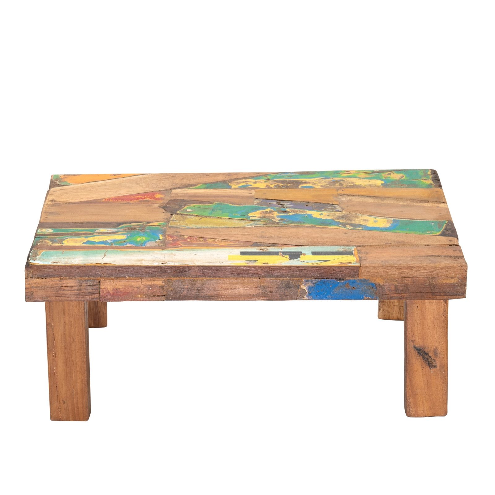 CREEDWOOD Couchtisch NIEDRIGER BEISTELLTISCH "MIX", Recyclingholz, Blumenhocker bunt