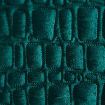 Tagesdecke Bettüberwurf aus Samt mit Krokodilledermotiv, Eurofirany, Samt, Größe 240x220 oder 280x260, Farbe Dunkeltürkis