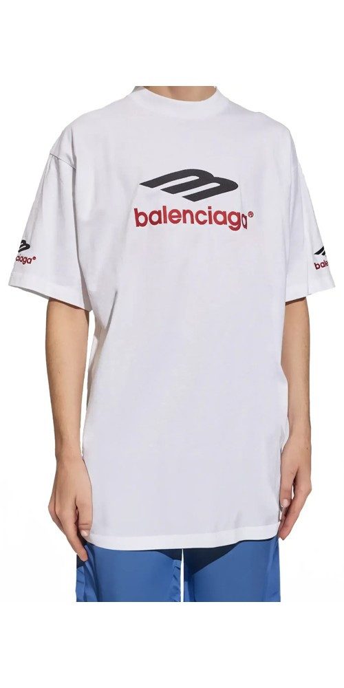 Balenciaga Print-Shirt BALENCIAGA 3B Sports Icon T-Shirt Weiß Unisex