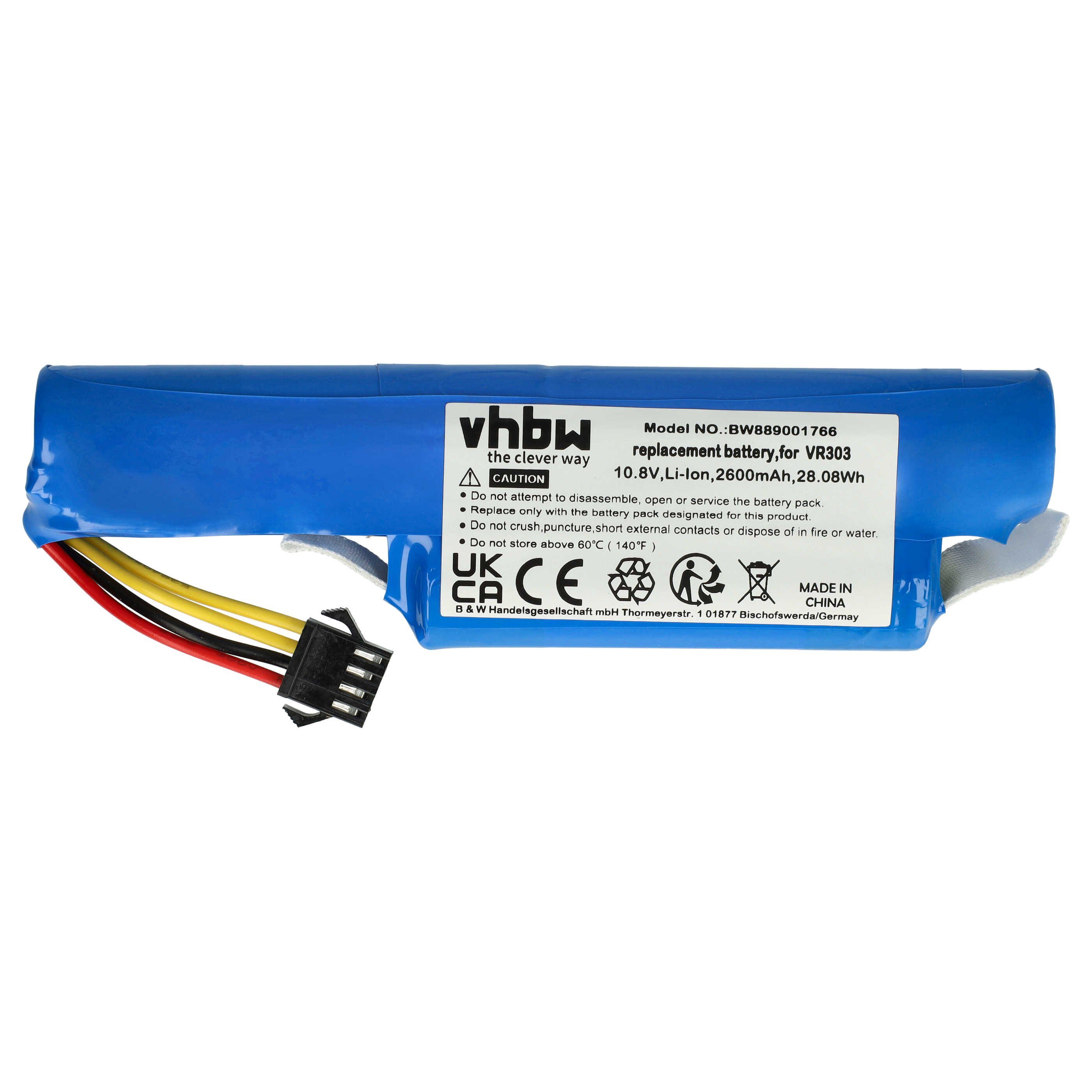vhbw Akku passend für Vileda VR 201 PetPro, VR 303 Saugroboter (2600 mAh, Staubsauger-Akku Akku Li-Ion 2600 mAh (10,8 V, 1 St), Leistungsfähiger Austausch-Akku für Ihren Saugroboter