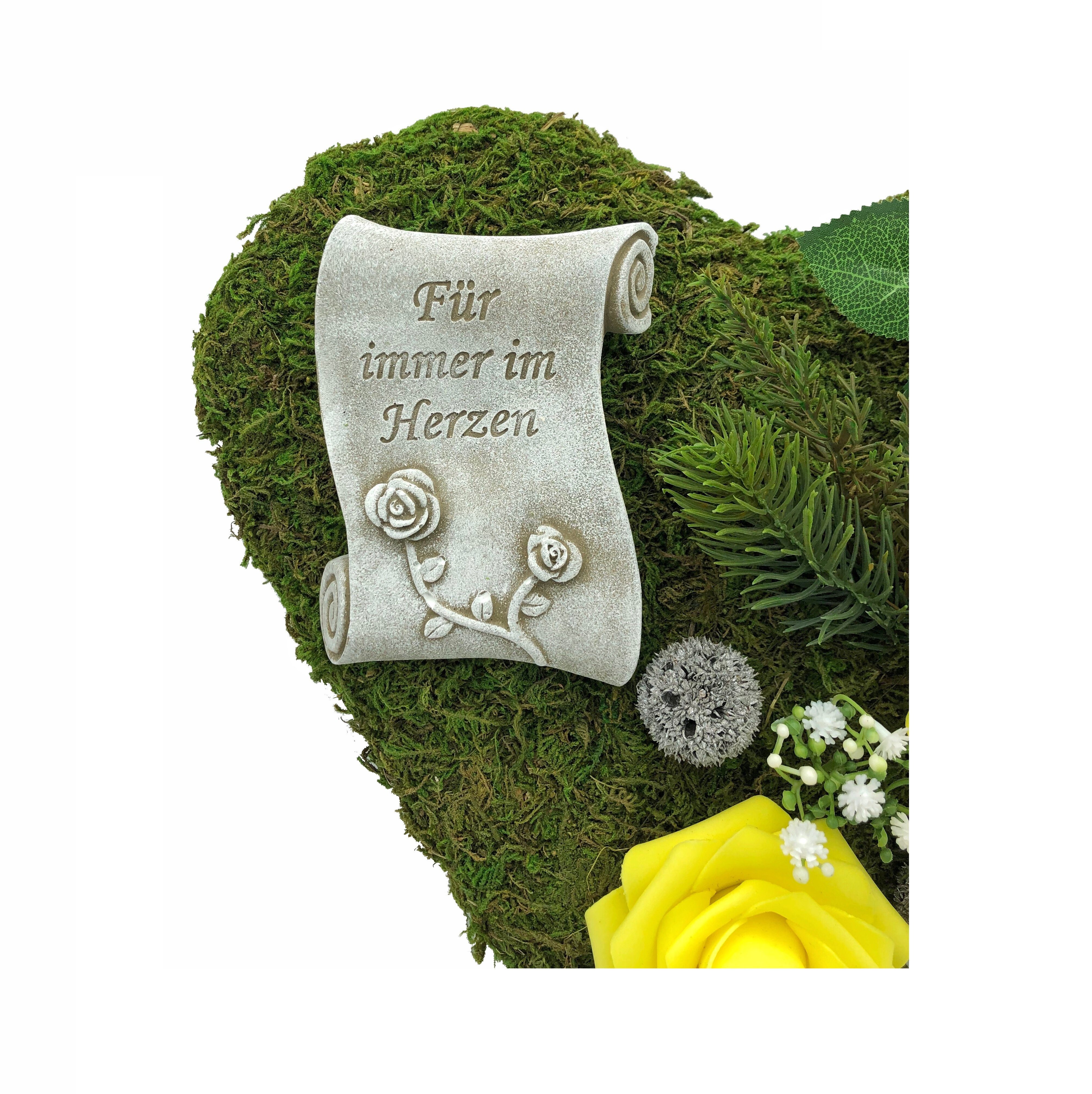 Gartenfigur Grabgesteck Grabschmuck Moosherz Grabherz Trauerherz günstig online kaufen