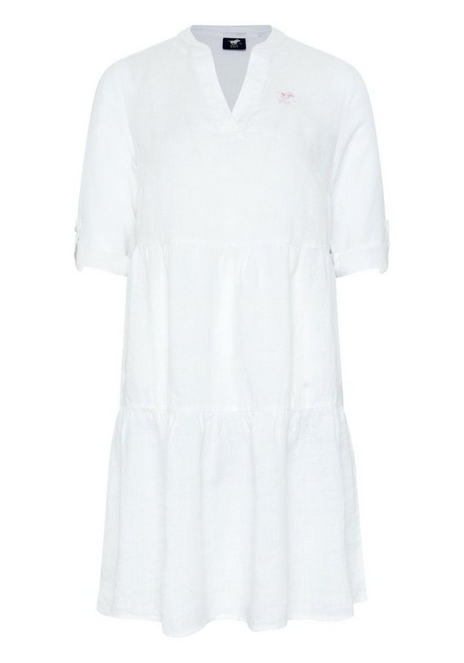 Polo Sylt Jerseykleid mit Raffungen, V-Ausschnitt im Tunika-Stil und  Krempelärmel | Kleider