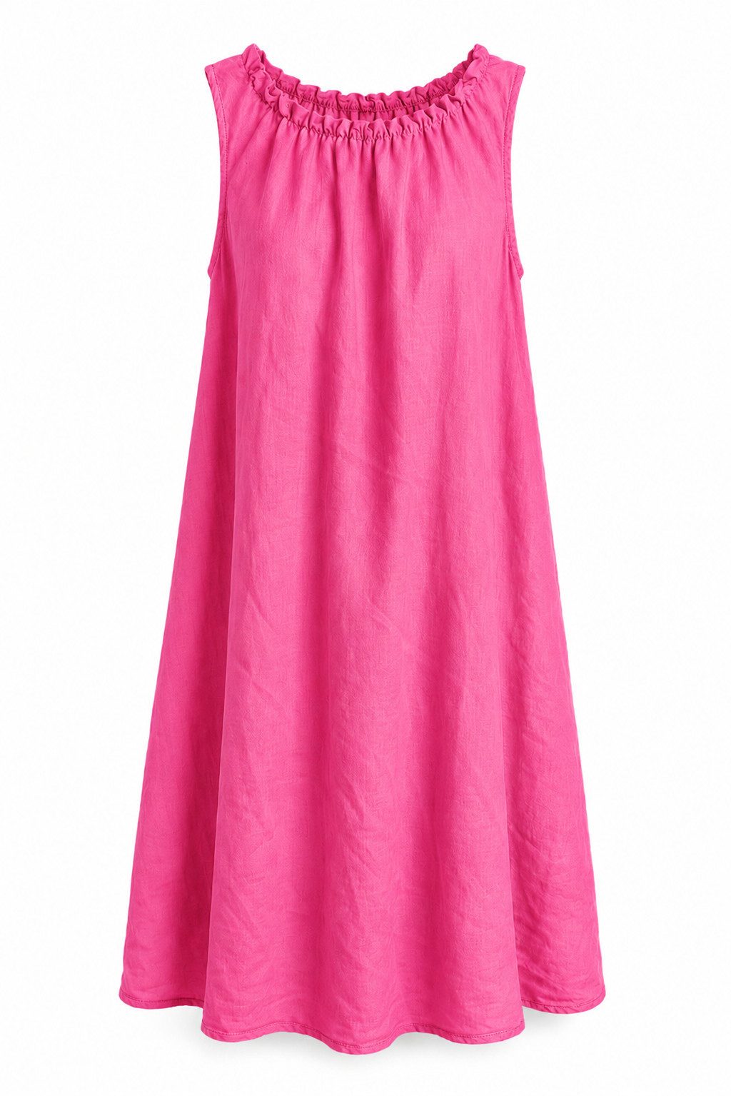 ITALY VIBES Sommerkleid - leichtes Viskosekleid mit gerafftem Kragen - Damen Kleid ONE SIZE - passend für Größen M bis XL