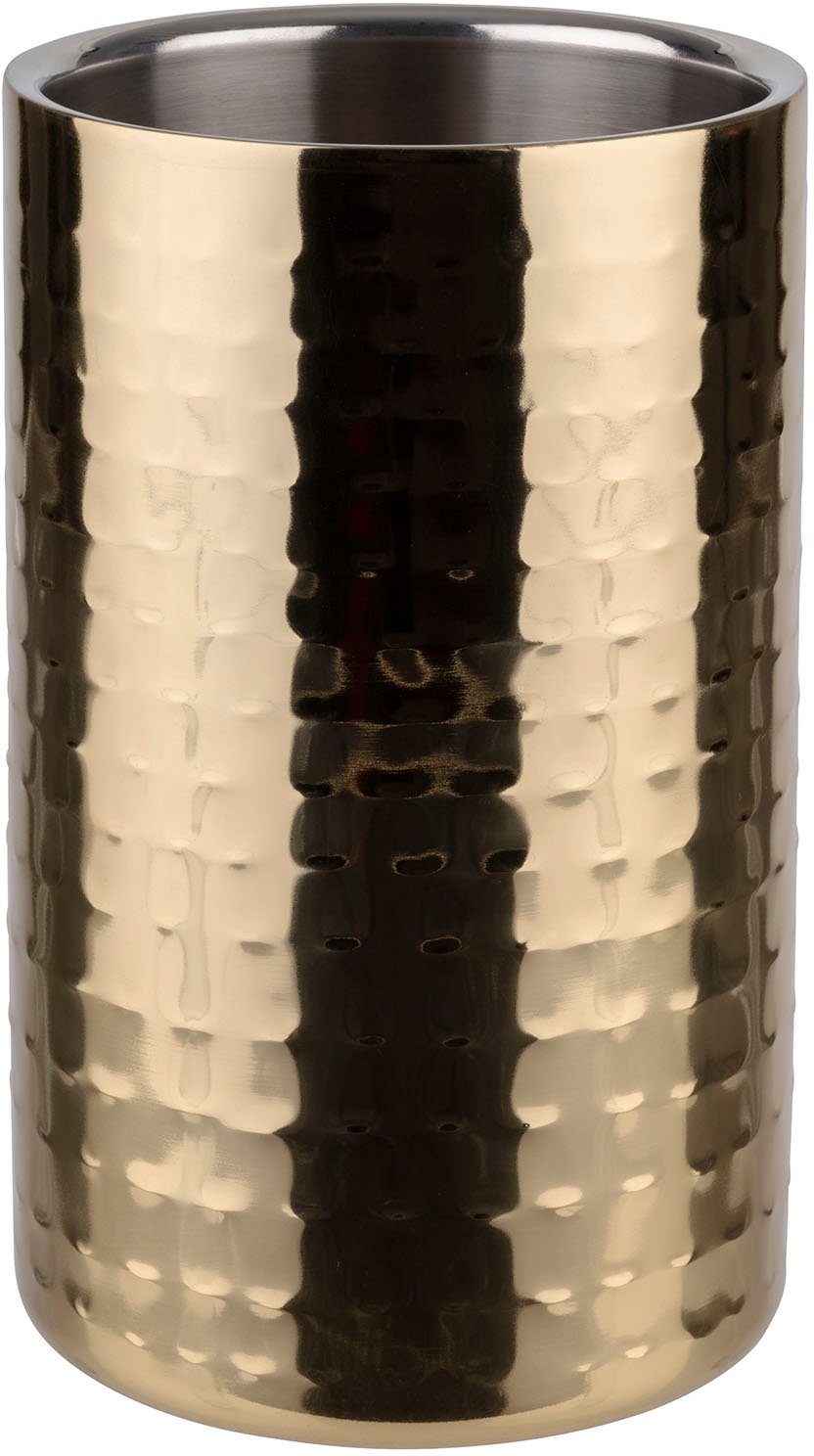 APS Wein- und Sektkühler GOLD, Hammerschlag-Design, hochwertiges Edelstahl, Ø 10 cm