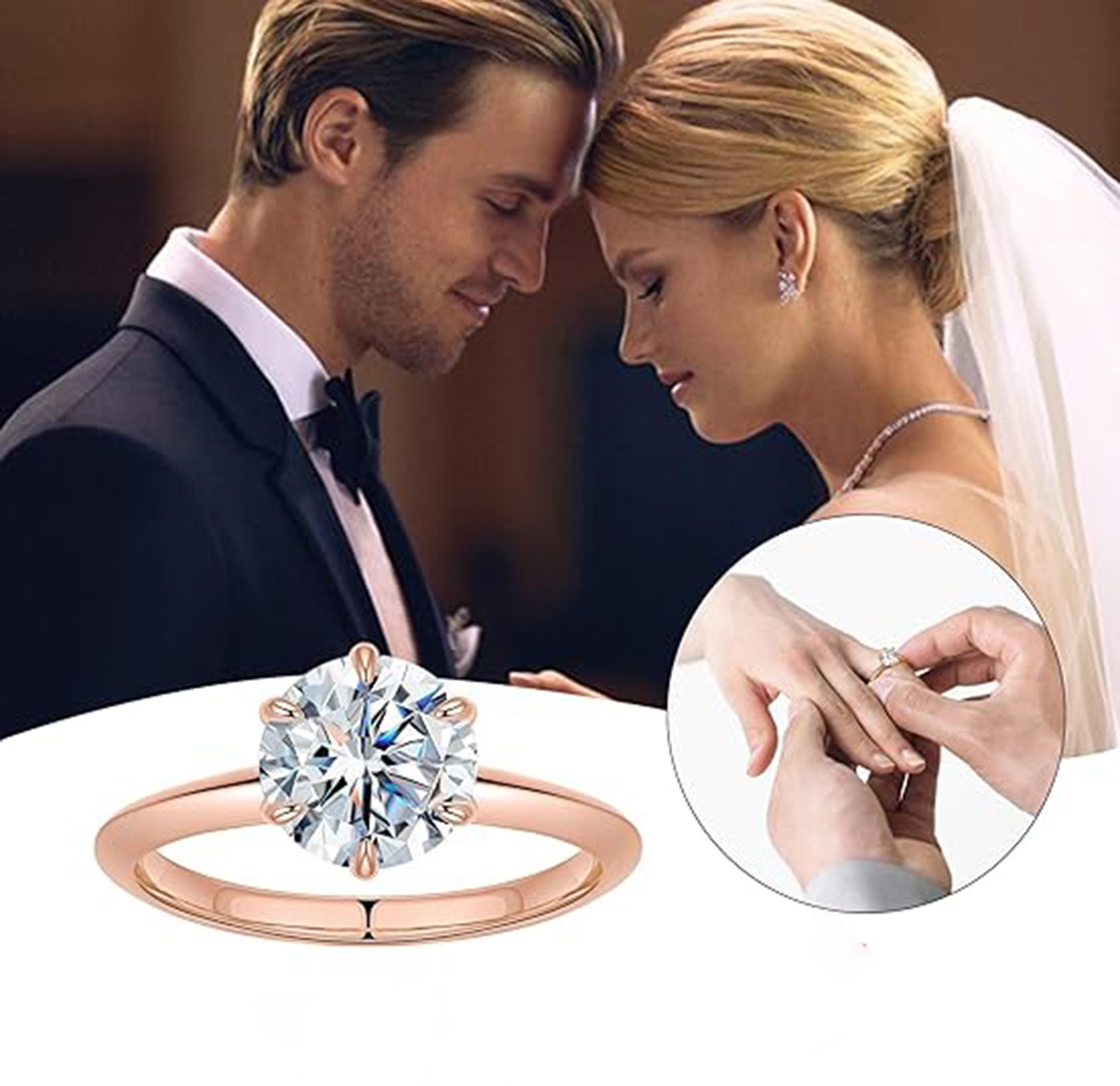 Jumpeak Verlobungsring 585 Gold, 2ct runder Diamant im Brillantschliff, Sechs-Griff-Fassung, D vs1 3ex mit IGI Zertifikat, Hochzeitsgeschenk, Jahrestage