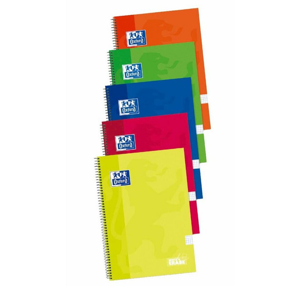 Thumbnail - OXFORD Collegeblock Notizbuch Write&Erase Din A4 Harteinband Spirale (5 Stück)