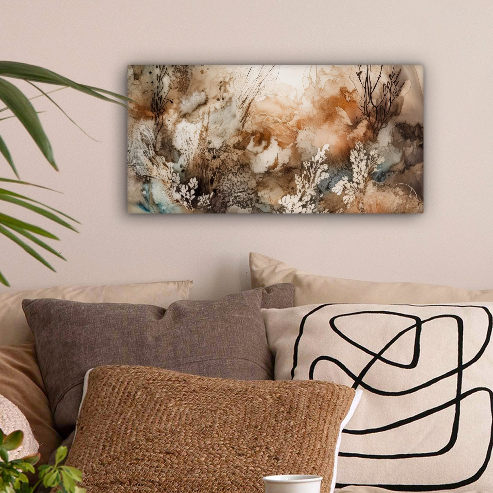 OneMillionCanvasses® Leinwandbild Panorama Abstrakt - Beige - Farbe - Kunst günstig online kaufen