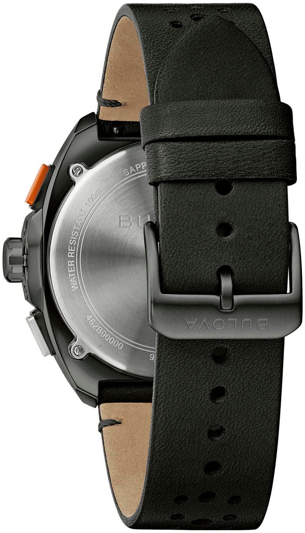 Bulova Chronograph Racer 98B428, Armbanduhr, Quarzuhr, Herrenuhr, Saphirglas, Lederarmband