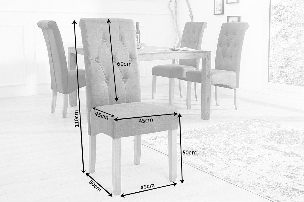 riess-ambiente Esszimmerstuhl CASA vintage braun/natur - Microfaser, Gummibaum, Massivholz, vintage, bequeme Polsterung & Knopfheftung - ideal für Deinen Chesterfield-Look