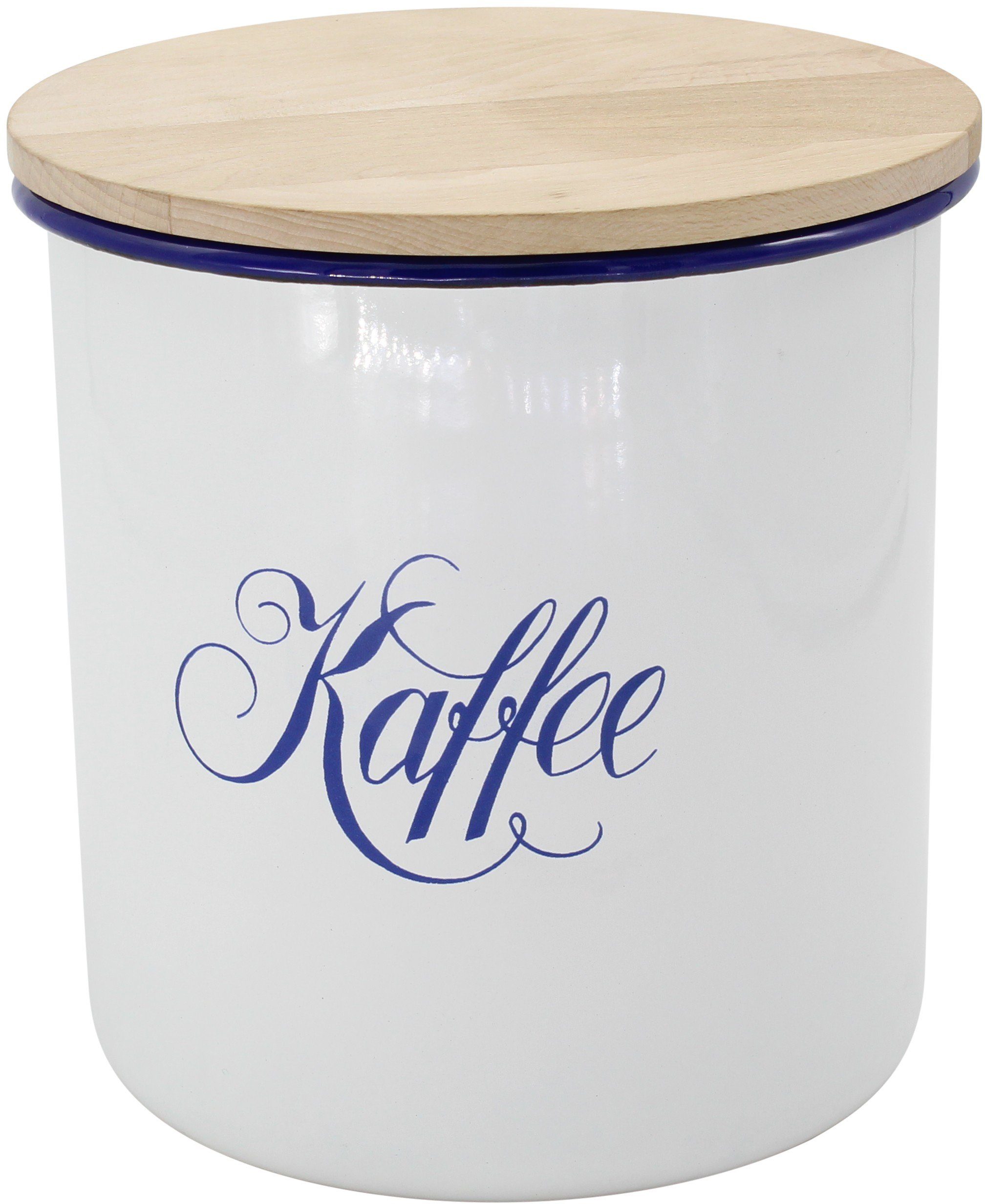 Krüger Kaffeedose Husum, Emaille, Holzwerkstoff, (1-tlg), mit Holzdeckel