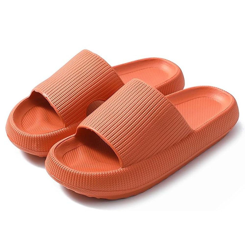 Hausschuhe EVA Superweich Rutschfest Badeschuhe Schlappen Damen Orange Hüttenschuhe