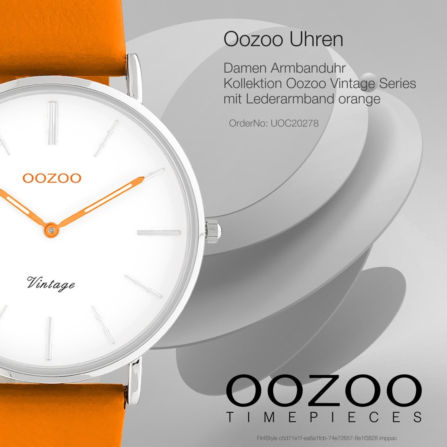 OOZOO Quarzuhr Oozoo Damen Armbanduhr Vintage Series, (Analoguhr), Damenuhr rund, groß (ca. 40mm) Lederarmband, Fashion-Style