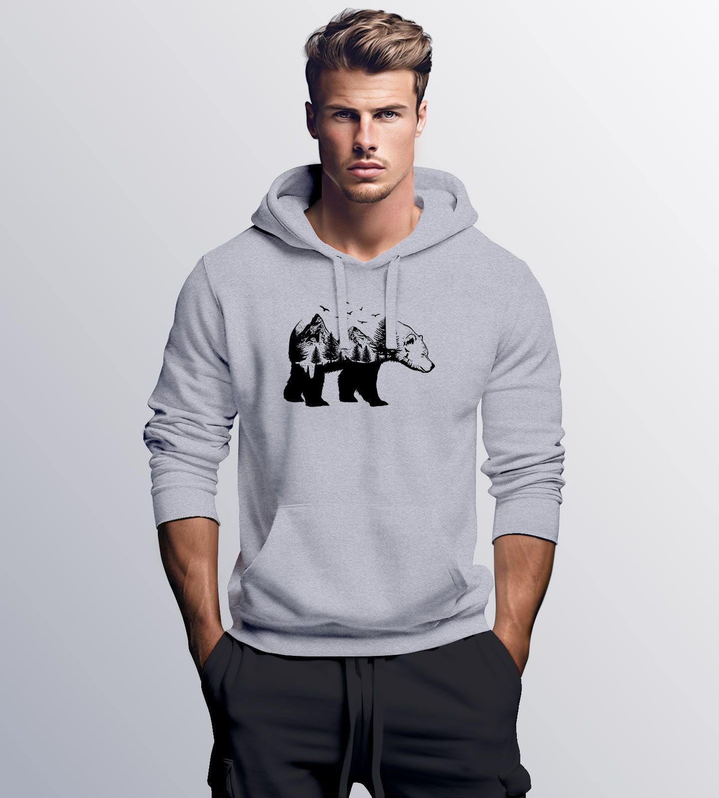 Herren Grafik Neverless Kunst Bär Neverless® Adventure Tiermotiv Fashion Hoodie Hoodie Printshirt Männer Streetstyle