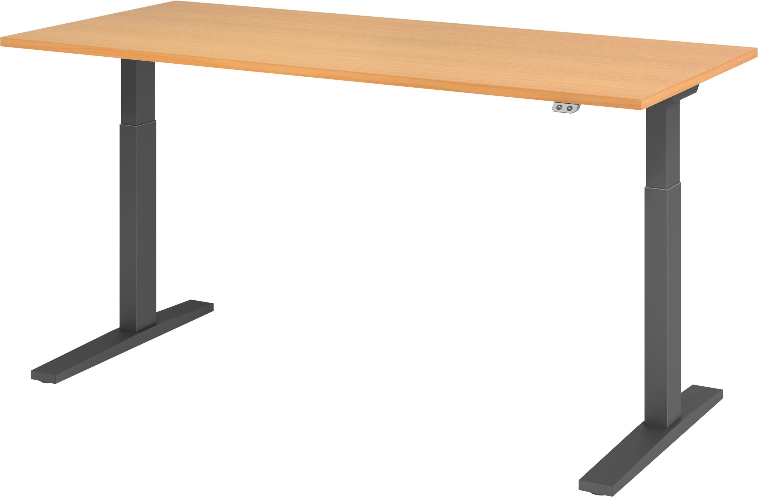 bümö Schreibtisch Schreibtisch elektrisch XMKA, Rechteck: 180 x 80 cm - Dekor: Buche - Gestell: Graphit Graphit | Buche