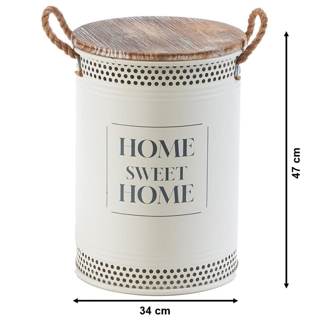 Kobolo Wäschekorb Aufbewahrungskorb HOME aus Metall und Holz mit Deckel und günstig online kaufen