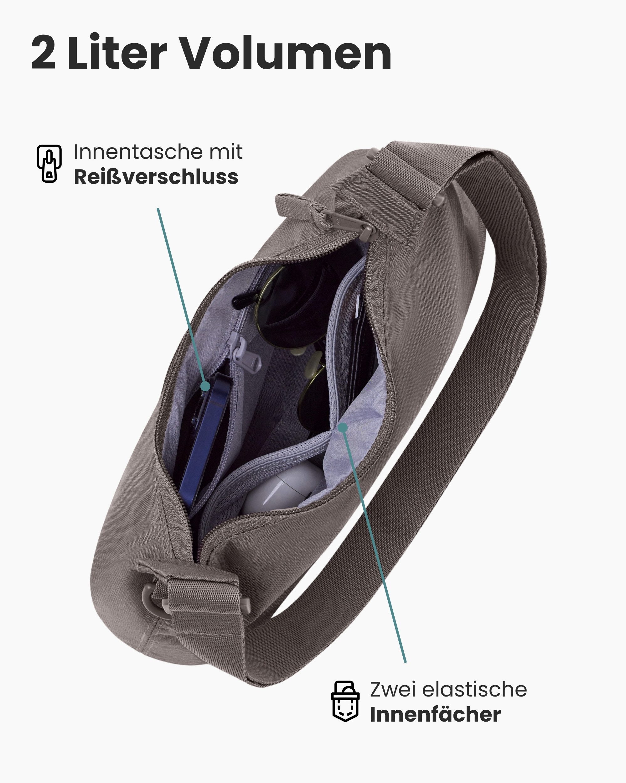 LARKSON Umhängetasche Ebba Small Square Crossbody Bag, Kleine rechteckige Handtasche, Wasserabweisend – Bild 4 von 5