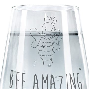 Mr. & Mrs. Panda Glas Biene König - Transparent - Geschenk, Trinkglas, Trinkglas mit Gravur, Premium Glas, Elegantes Design
