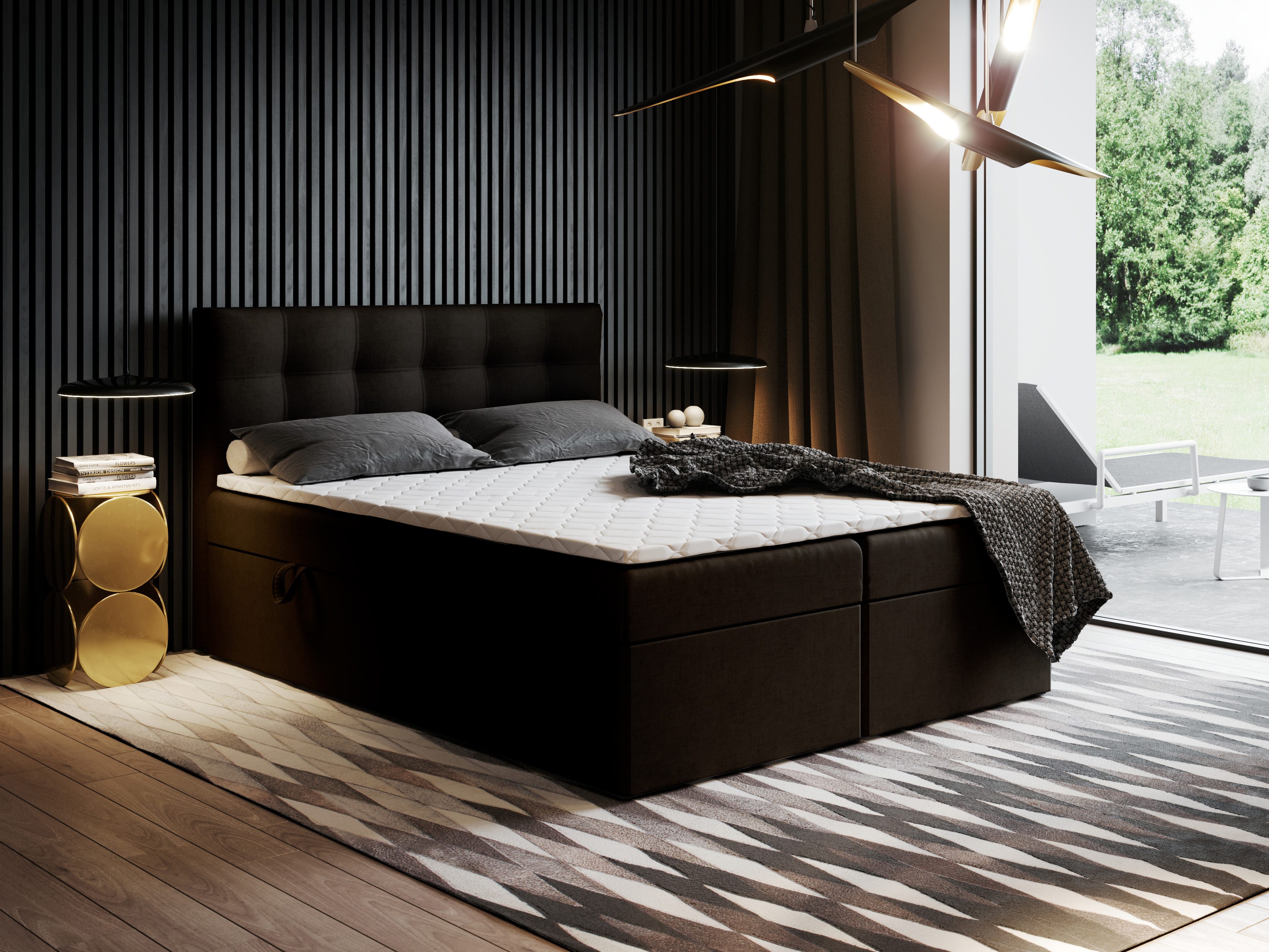 Godre Boxspringbett mit Bettkasten Ewora 200x200 cm mit Bonell Matratze (Be günstig online kaufen