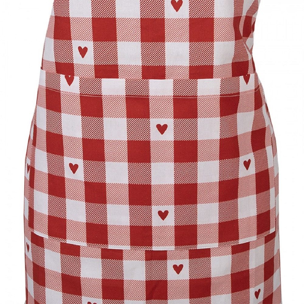 Clayre & Eef Kochschürze Hearts Red - kariert, rot mit Herzen, (Baumwolle, günstig online kaufen
