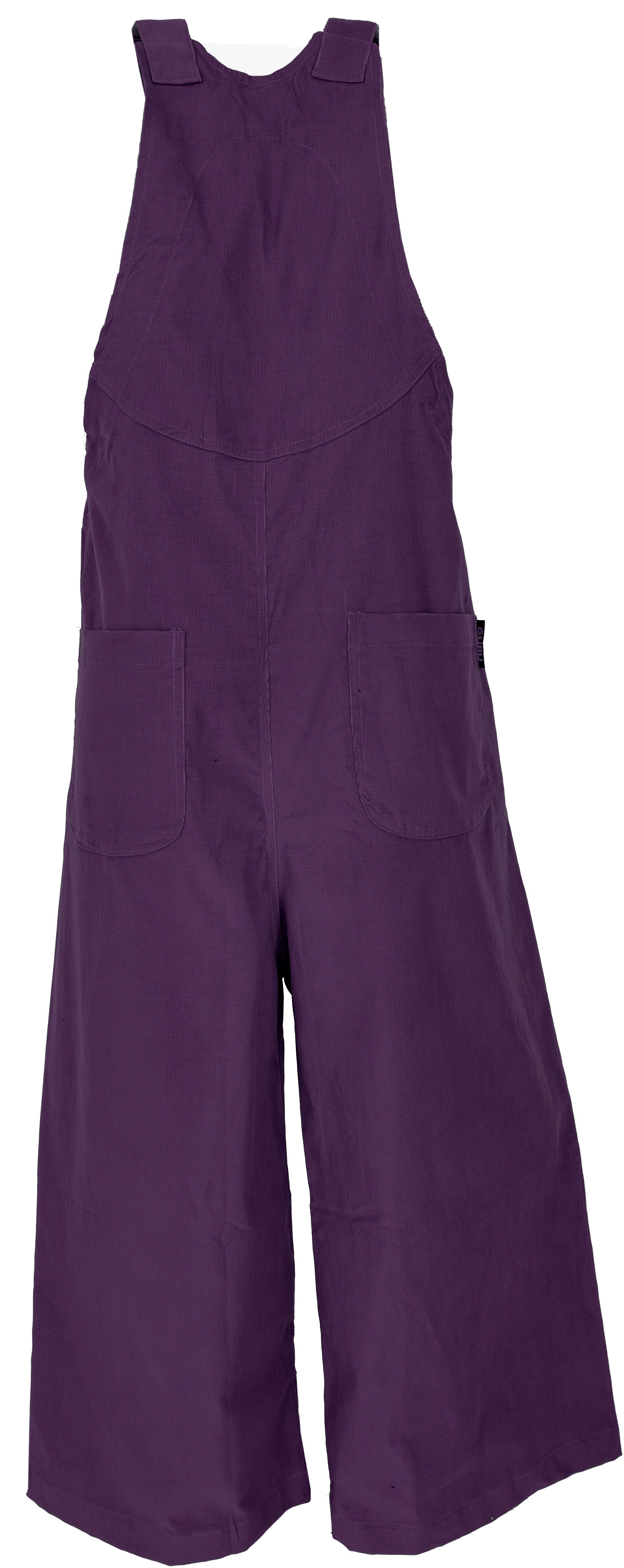 Weite Cord Bekleidung alternative Guru-Shop Relaxhose Latzhose, violett Boho Latzhose, Jumpsuite -..