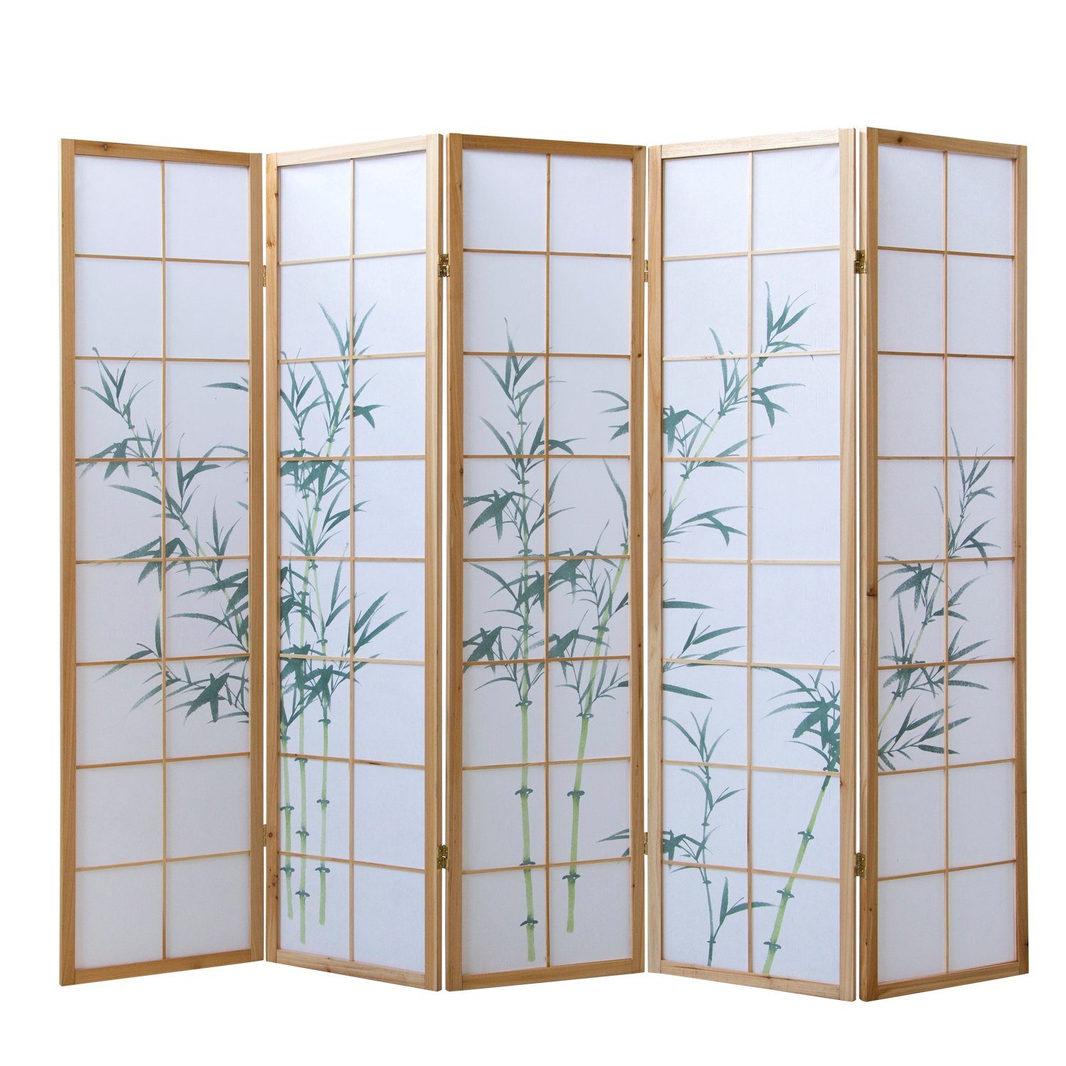 Paravent Raumteiler 5fach Bambus Trennwand spanische Wand Reispapier Homestyle4u 