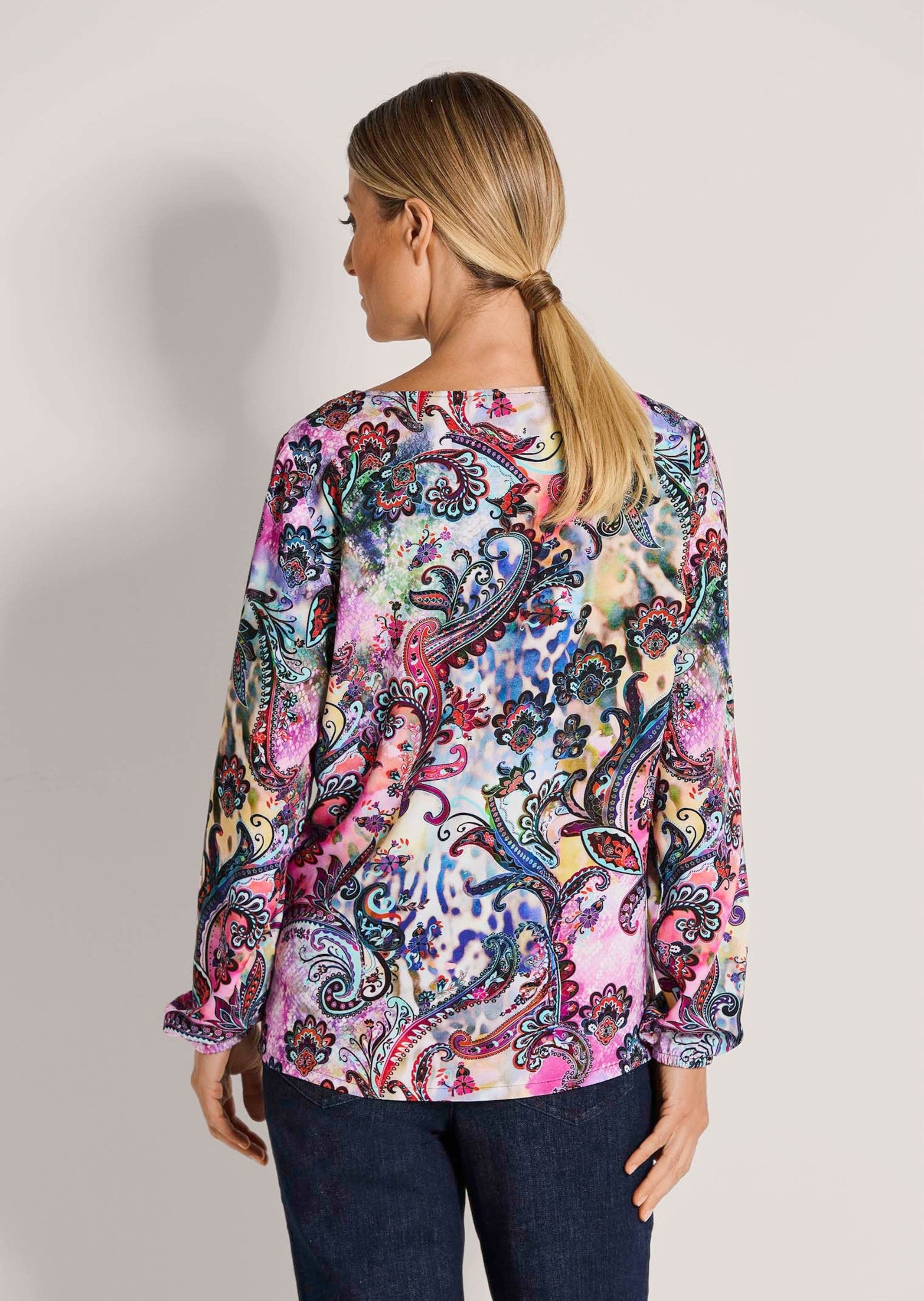 MADELEINE Shirtbluse Druckbluse mit Paisley-Muster Viskosebluse mit Rundhals, Gummibündchen und Langarm