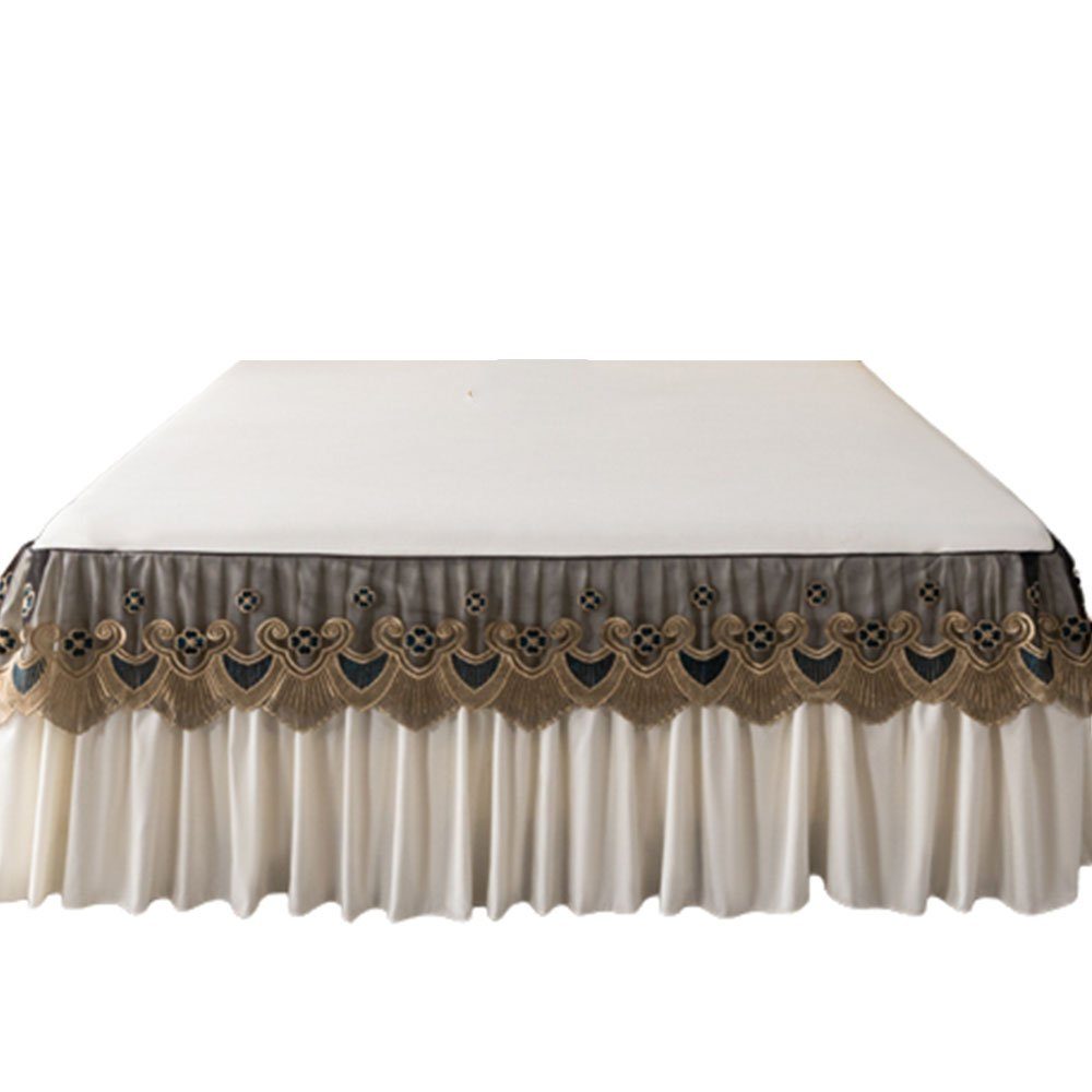 Bettrock Mit Volant - Queen/King Size, Hellgrau, Elastisch, Ohne Matratze Anheben