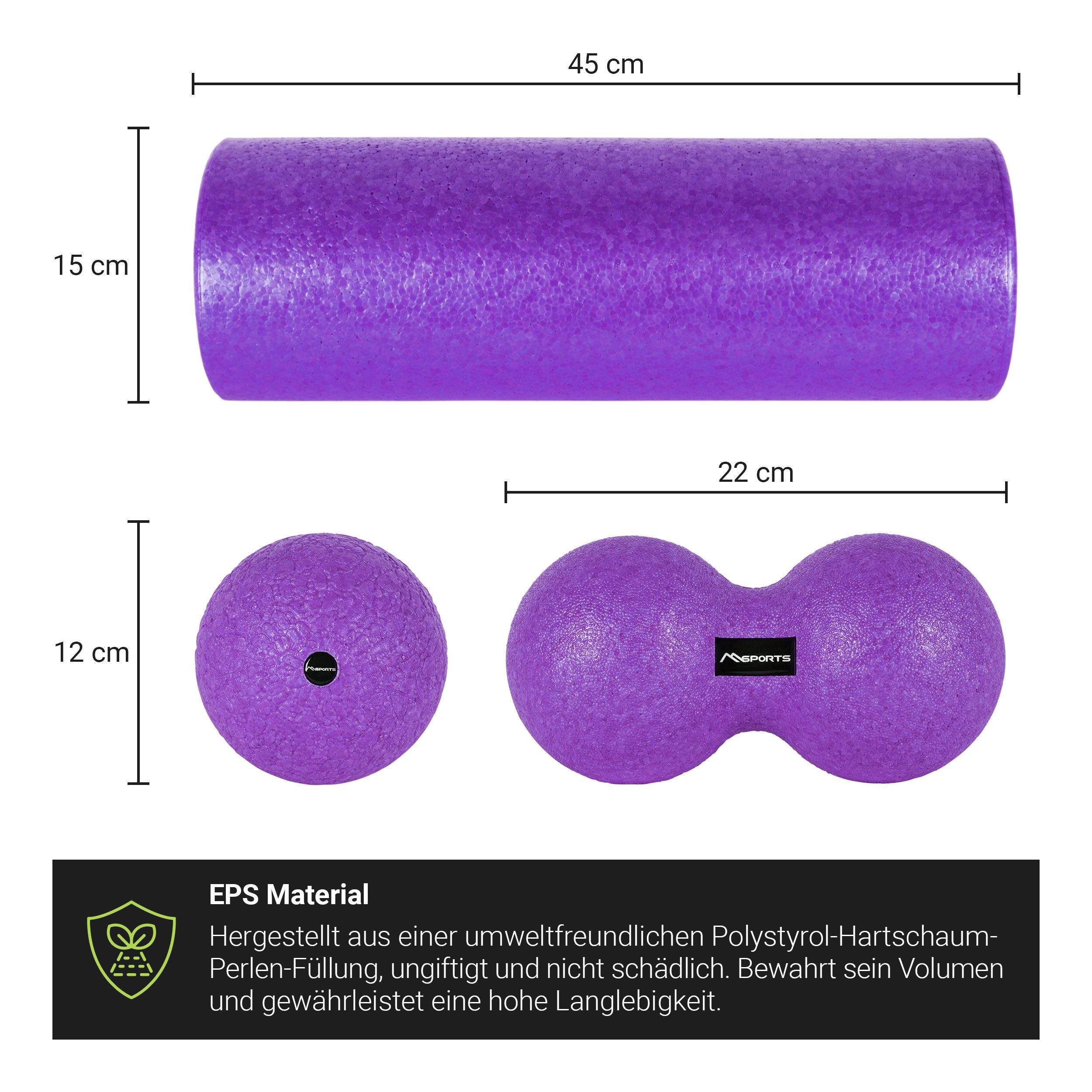 Massageball + + Massagerolle 3er Peanutball Violett Set FASZIENSET - MSports® Massagerolle