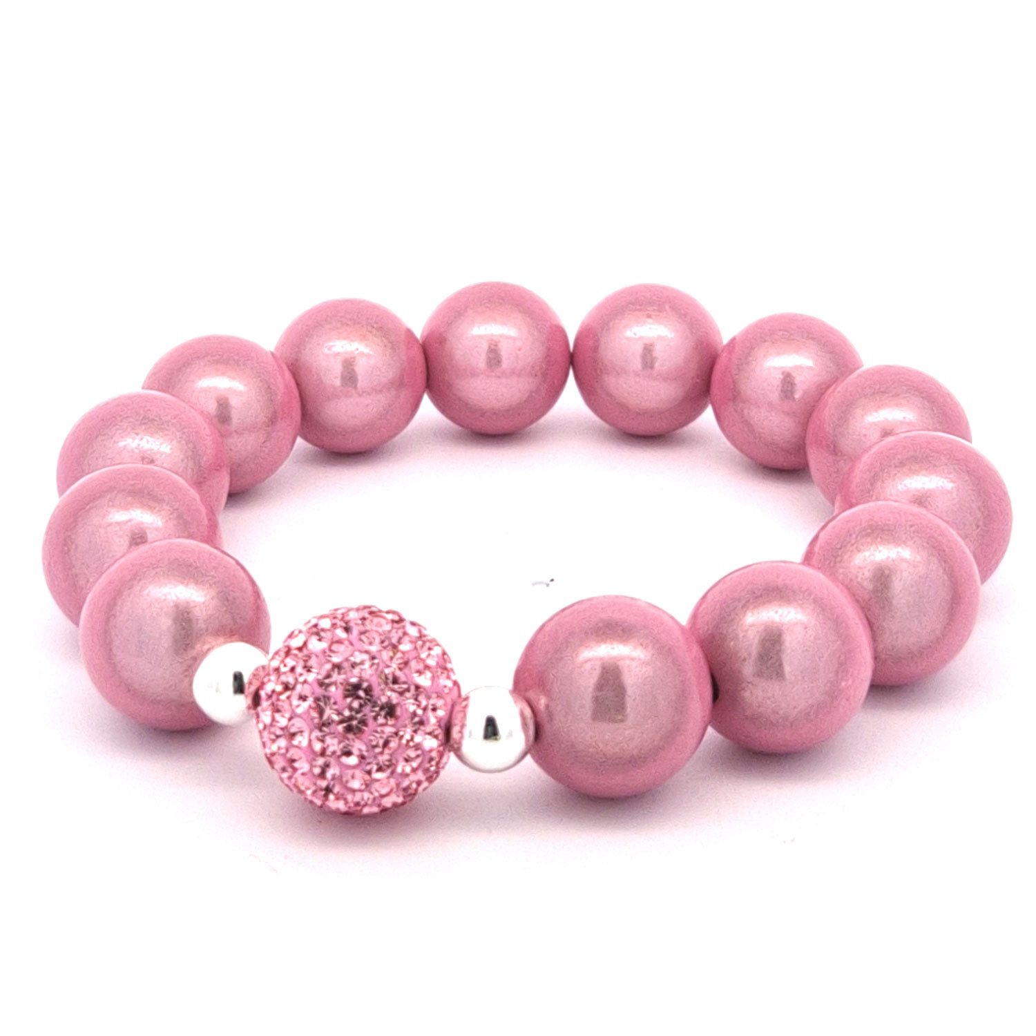 Impala Perlenarmband Glanzvolles 14-mm Perlenarmband mit funkelnder Shamballa-Perle