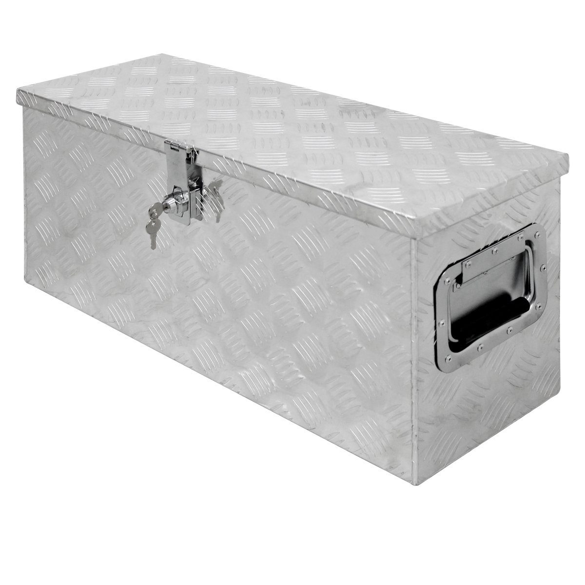 ECD Germany Werkzeugbox Werkzeugkasten aus Aluminium Werkzeugkoffer Werkzeugkiste Wasserdicht (1 St), Transportbox Silber abschließbar Kiste Deichselbox Truckbox Box Alubox