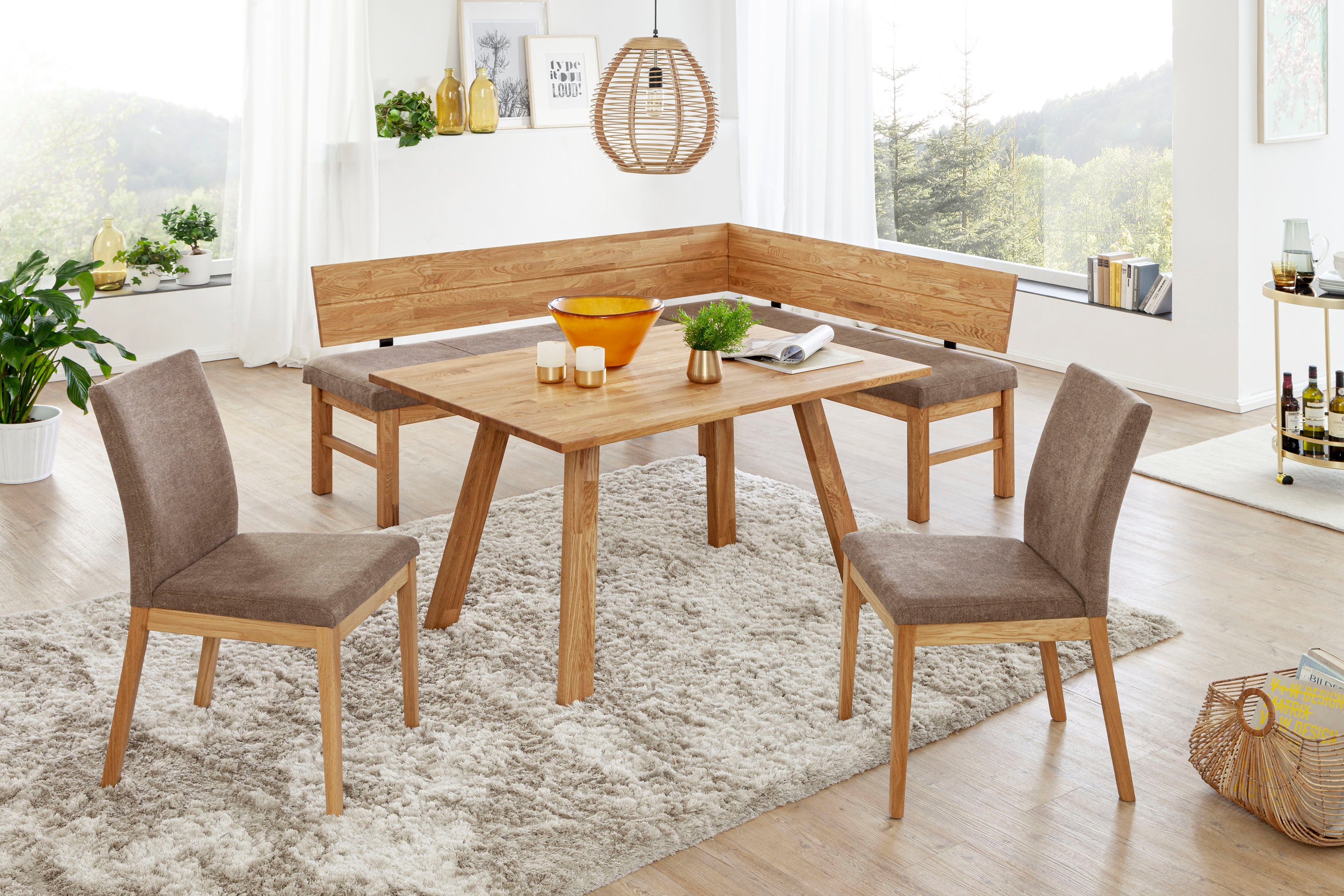 SCHÖSSWENDER Eckbankgruppe »Lorenzo«, modernes Design, Gestell aus Massivholz online kaufen | OTTO